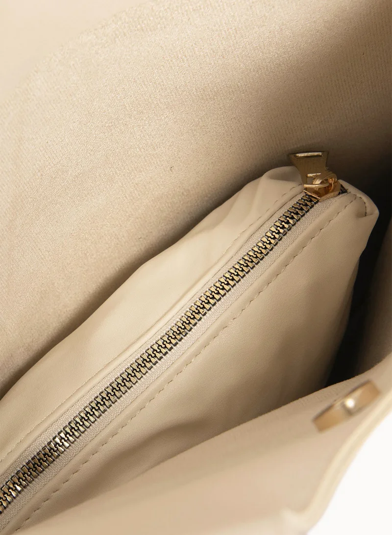 Wecre8 Beige Asymmetrical Tote Bag