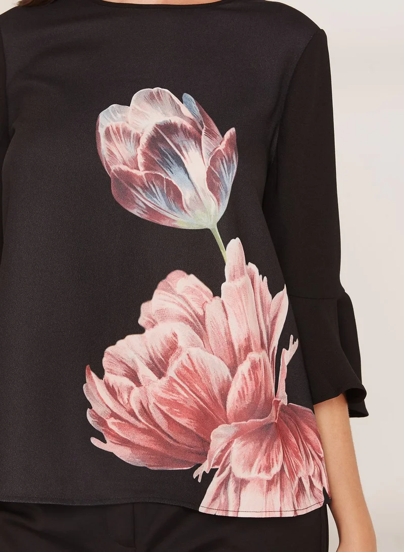 Ted Baker Flute Sleeve Graphic Top