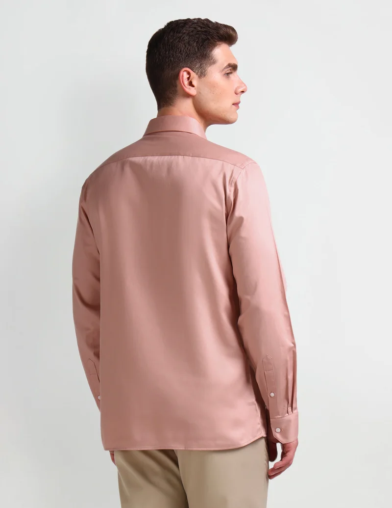 Arrow Orange Manhattan Slim Fit Cotton Shirt for Men | Best Price UAE