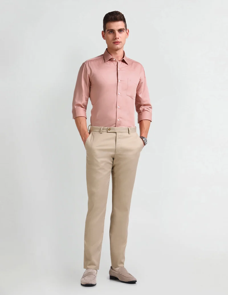 Arrow Orange Manhattan Slim Fit Cotton Shirt for Men | Best Price UAE