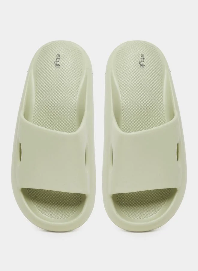 Styli Styli Women Green Basic Comfort Slides