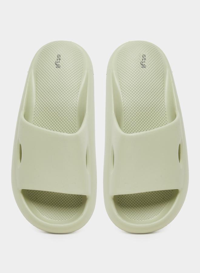 Styli Women Green Basic Comfort Slides - Image 5