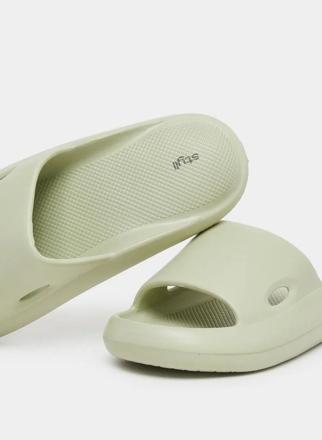 Styli Styli Women Green Basic Comfort Slides