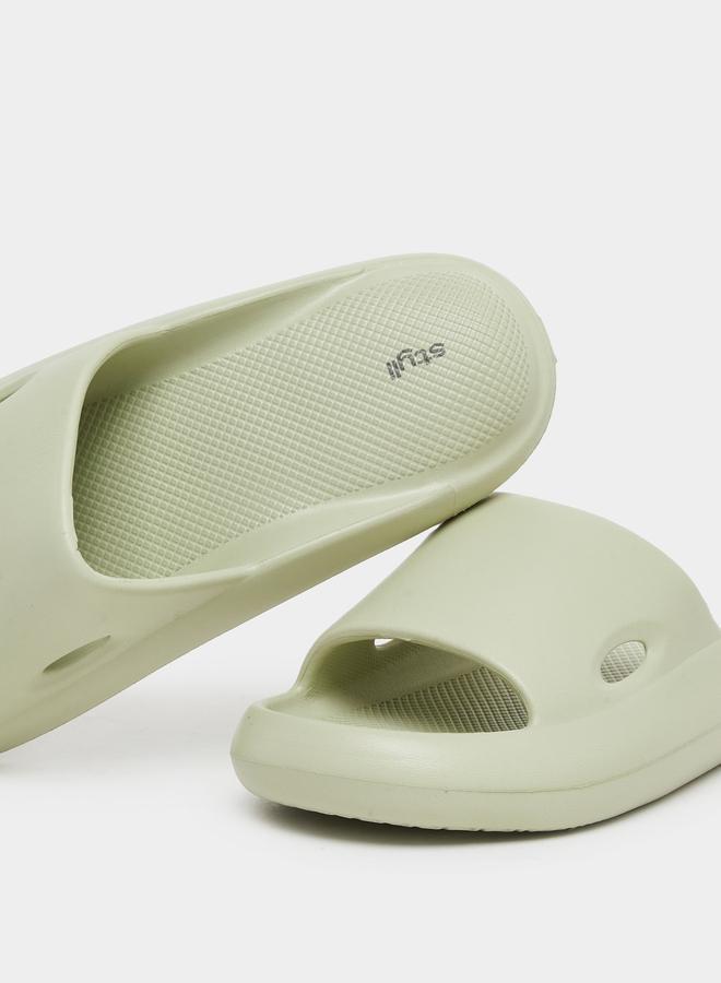 Styli Women Green Basic Comfort Slides - Image 3