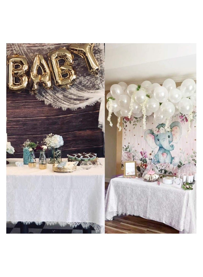 SYOSI White Lace Tablecloth, 60 × 120 Inch Rustic Wedding Decor Boho Table Overlay Bridal Shower Tablecloth Rectangle Lace Cloth Embroidered Tablecloth for Rustic Boho Wedding Bridal Shower Party Decoration - Image 2