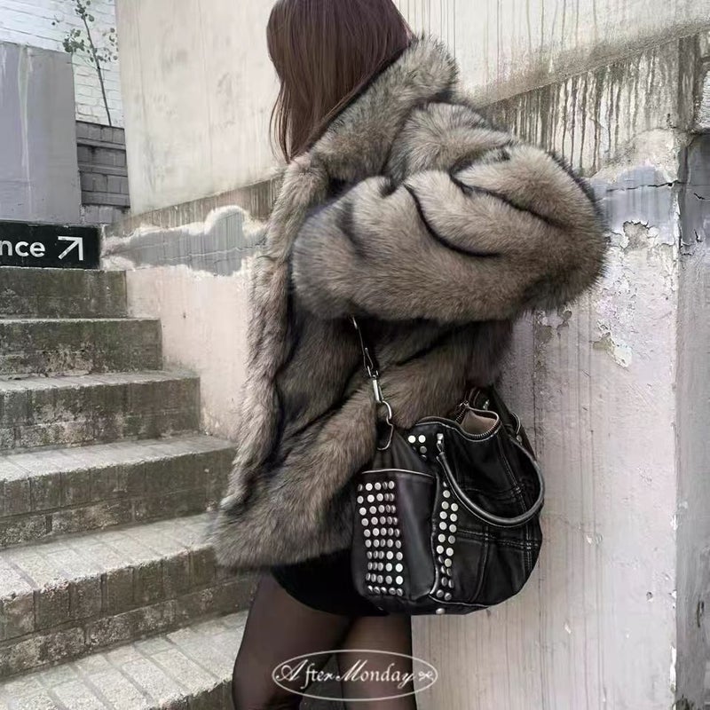 حقيبة دلو نسائية من البولي يوريثان، طراز كوري، سعة كبيرة - Image 2