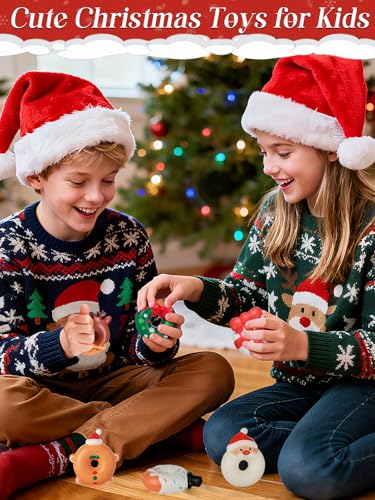 Biubee 6pcs 3in Christmas Squishies Cute Mochi Squishy Toys Slow Rising Stress Relief Balls Gifts for Boys Girls Kids Christmas Fidgets Stocking Stuffer Gifts Kawaii Party Favors - Image 5