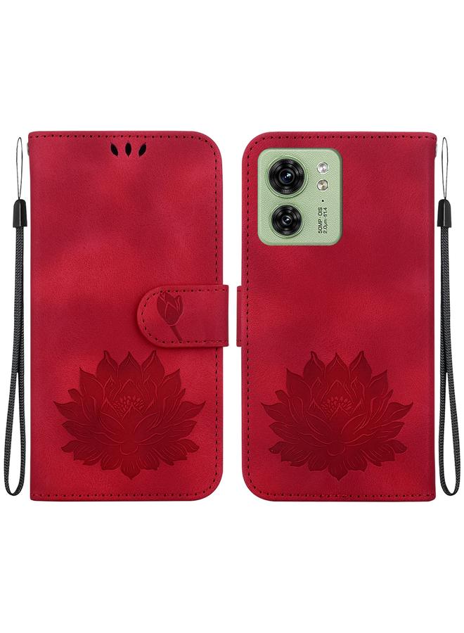 erorex Case For Motorola Edge 40 Lotus Embossed Leather Phone Case - Image 1