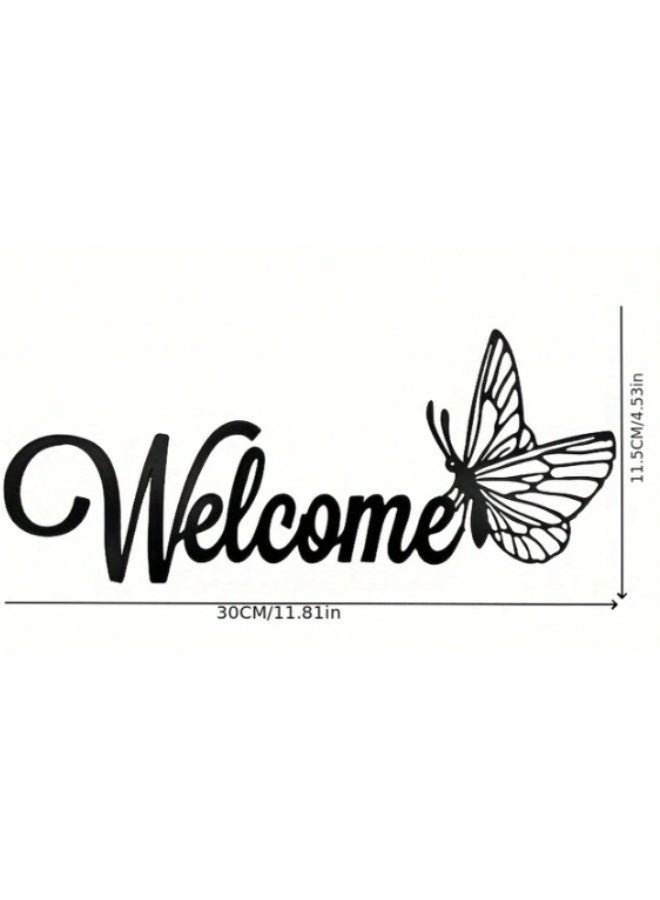 Welcome Wall Decor Sign with Butterfly Design – Modern Black Acrylic Wall Art for Home Entrance and Living Room Decoration – Elegant Minimalist Wall Hanging (11.5 × 30 cm) - Image 5