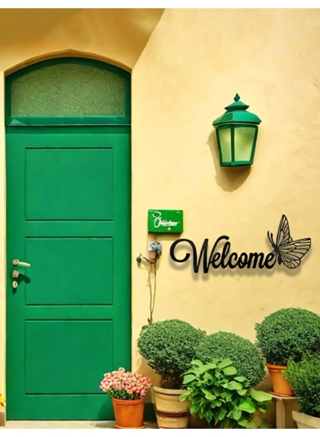 Welcome Wall Decor Sign with Butterfly Design – Modern Black Acrylic Wall Art for Home Entrance and Living Room Decoration – Elegant Minimalist Wall Hanging (11.5 × 30 cm) - Image 4