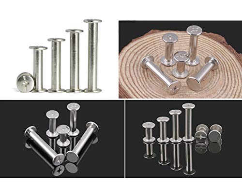 LBY 120pcs Phillips Chicago Screws, M5 x 10/15/20/25/30/35mm Binding Screw Posts, Book Screws, Binding Barrels and Screws Assortment Kit for Leather Saddles, Purses, Belt Repair, Nickel-Plated - Image 4