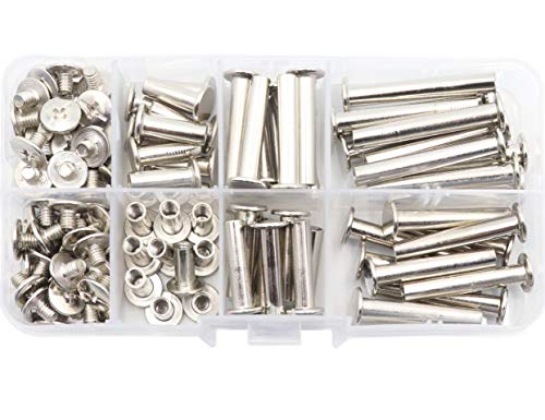 LBY 120pcs Phillips Chicago Screws, M5 x 10/15/20/25/30/35mm Binding Screw Posts, Book Screws, Binding Barrels and Screws Assortment Kit for Leather Saddles, Purses, Belt Repair, Nickel-Plated - Image 5
