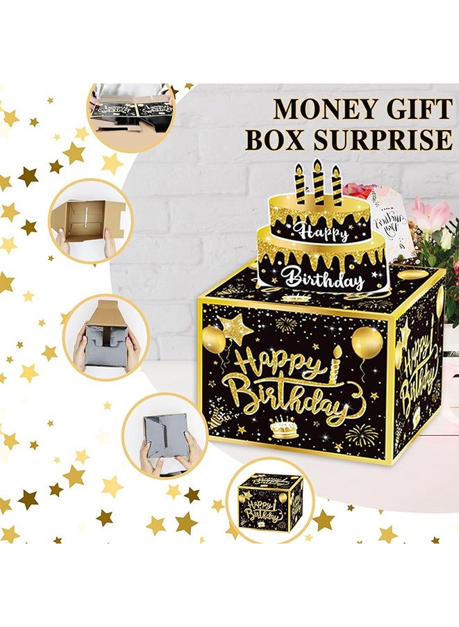 Happy Birthday Money Box for Cash Gift Pull, Black and Gold DIY Birthday Money Gift, Surprise Money Box for Cash Gift Pull, Creative Way to Give Cash Gifts - Image 4
