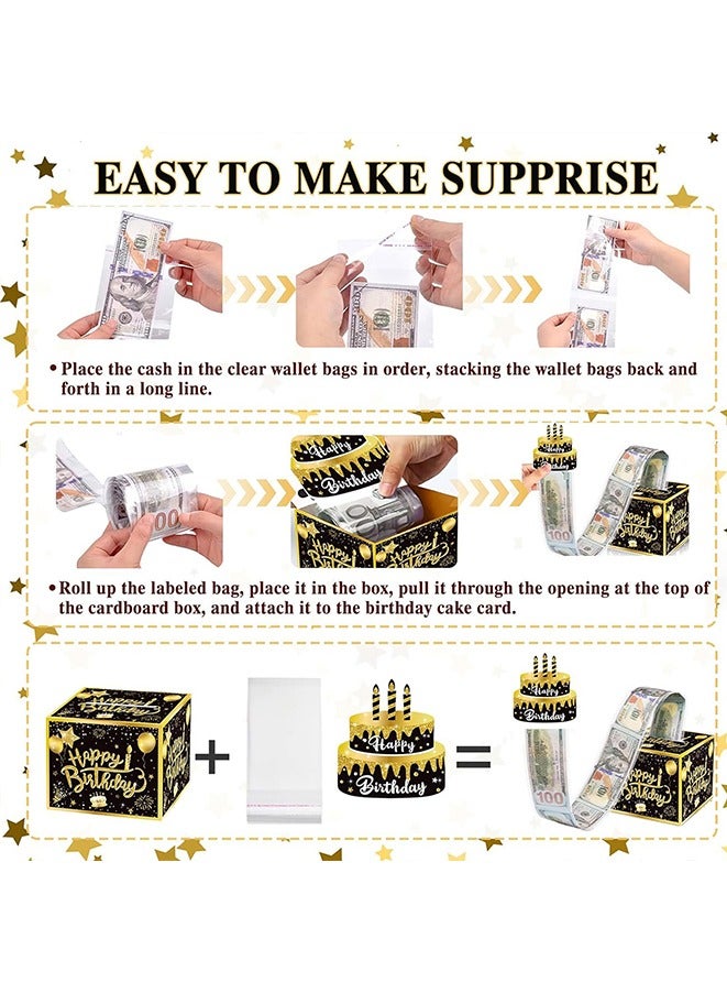 Happy Birthday Money Box for Cash Gift Pull, Black and Gold DIY Birthday Money Gift, Surprise Money Box for Cash Gift Pull, Creative Way to Give Cash Gifts - Image 5