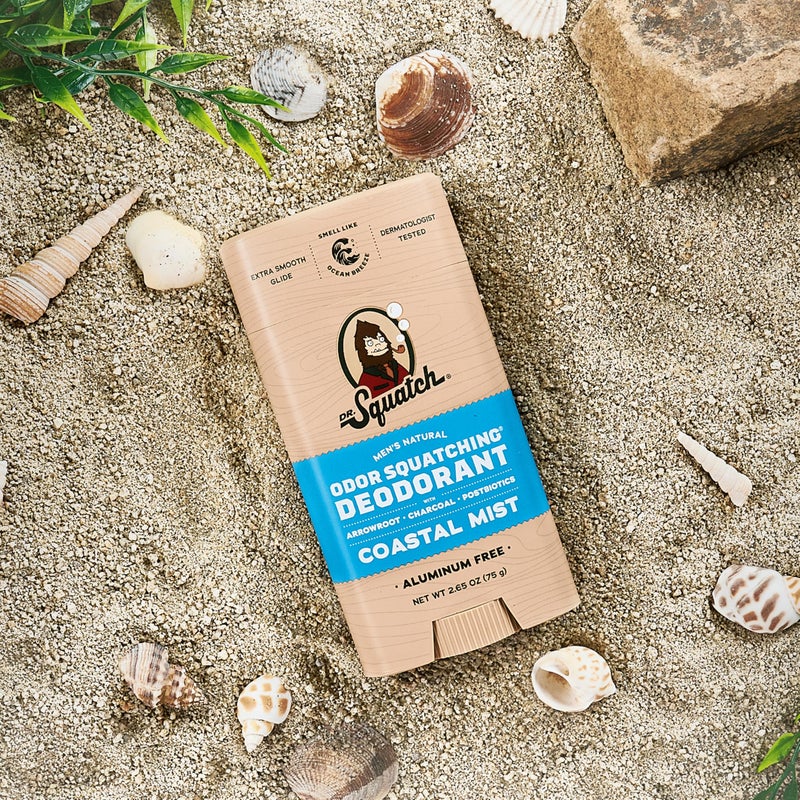 Dr. Squatch Natural Menâ€™s Deodorant â€“ Aluminum Free Natural Deodorant Men with Charcoal & Postbiotics for 72-Hour Odor Protection â€“ Coastal Mist, 2.65oz Stick (3-Pack) - Image 3