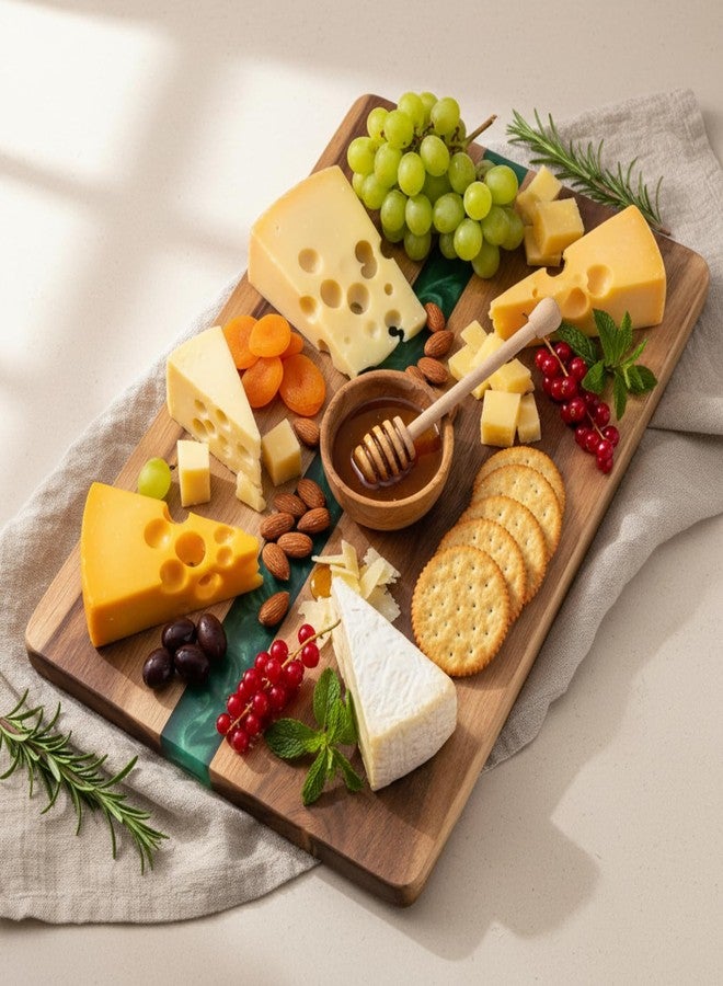 ZENFUN Acacia Wood Cutting Resin Board and Chopping Board for Meat, Cheese Board, Vegetables, Bread, and Charcuterie - Decorative Wooden Serving Board for Kitchen and Dining Room 10"×15" - Image 5