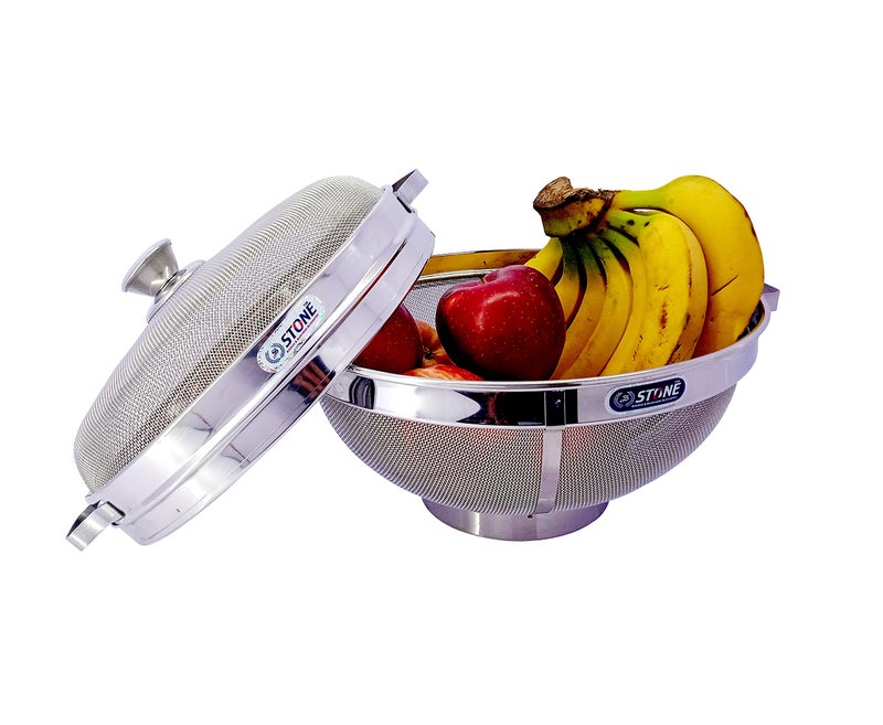 STONE STONE High Grade 304 Stainless Steel Multipurpose Fruit and Vegetabale Basket with Lid Cover Bowl (Multipurpose Lid Basket No-11) - Image 1