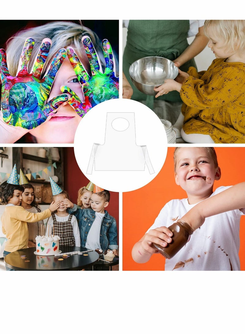 SYOSI 100 Pieces Kids Aprons, Disposable Individually Packed Plastic Clear Polyethylene Cooking Aprons for Adult Dustproof Waterproof DIY Arts & Crafts Supplies - Image 4