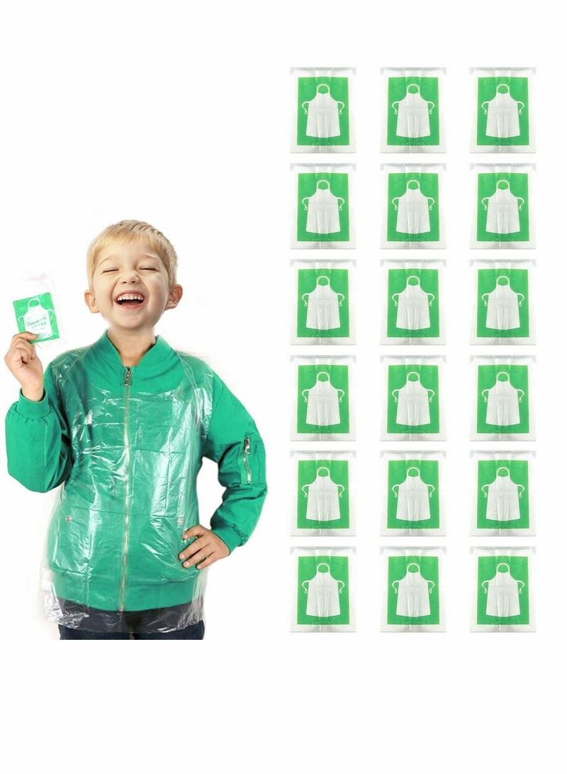SYOSI 100 Pieces Kids Aprons, Disposable Individually Packed Plastic Clear Polyethylene Cooking Aprons for Adult Dustproof Waterproof DIY Arts & Crafts Supplies - Image 1