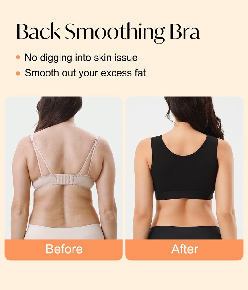CYDREAM Zip Front Closure Wireless Bras for Women Full Coverage Post Surgery Compression Back Smoothing Comfort Adjustable (US, Alpha, Medium, Regular, Regular, Black) - Image 3