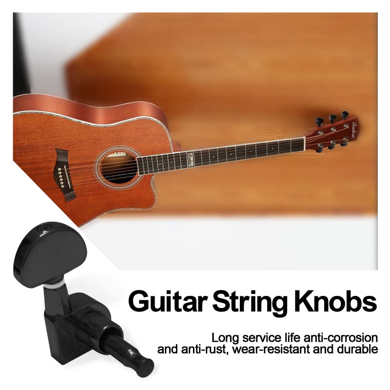 SAPHUE 6 Pieces 3L3R Guitar tuner pegs,Guitar Sealed Fan-shaped Tuning Pegs Tuner Machine Heads for Acoustic Electric Guitar Guitar Parts (Black) - Image 4