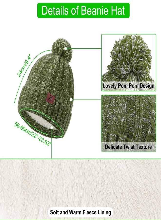 MAYLISACC Ladies Knit Beanie Hat Neck Warmer Scarf and Touch Screen Gloves Set, Double Layer Fleece Bubble Cap for Women - Image 4