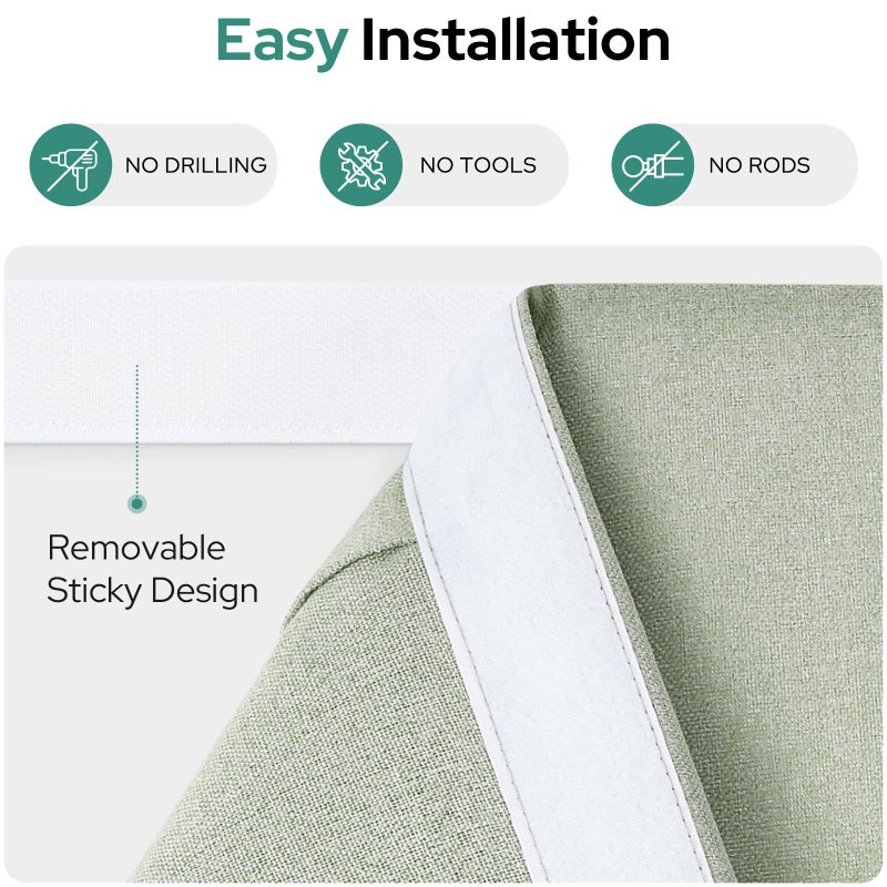 HOMEIDEAS HOMEIDEAS 100% Linen Blackout French Door Curtains  Privacy Door Window Curtains  26 X 40 Inch Room Darkening Blinds  Thermal Insulated Shades for Bedroom  1 Panel  Sage Green - Image 4