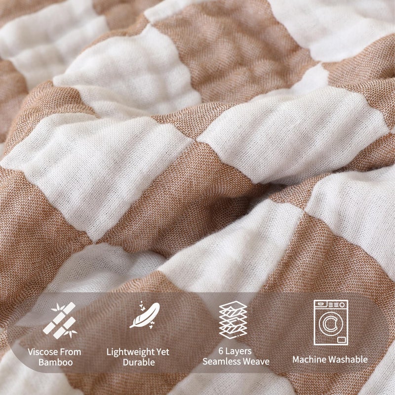 HardNok Ultra Soft Muslin Baby Blanket,A Versatile Swaddle and Bed Blanket for Babies, Toddlers, Boys, and Girls (1 Coffee Checkered 1 Pack). - Image 3