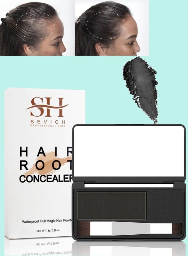 Sevich Hair Root Concealer Waterproof Full Magic Hair Powder for Hair Root Hair Color Shadow Cover Grey Hair Root Hair Touch Up Thin Hair Powder Hair Shadow Cover Powder Black 8g - Image 1