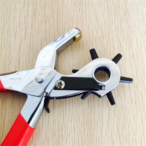 DIVINEXT Revolving Leather Belt Hole Punch Piler with Multi Tool Machine | 22 X 15 X 2.5 cm | Red & Silver - Image 3