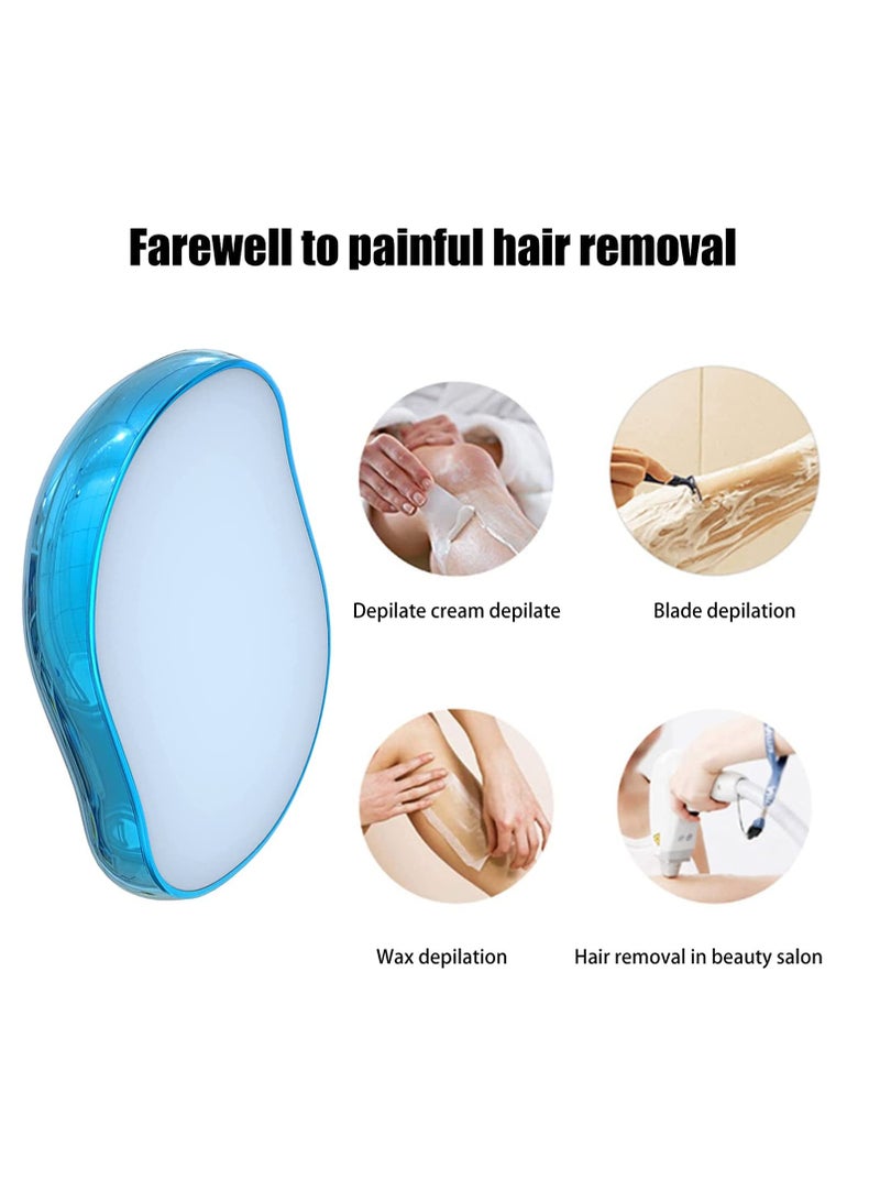 كاست ويف ممحاة شعر كريستالية حقيقية، ممحاة إزالة الشعر السحرية، أدوات إزالة شعر كريستالية غير مؤلمة، بشرة ناعمة وملساء، إزالة شعر كريستالية سريعة وسهلة للرجال والنساء (أزرق) - Image 3