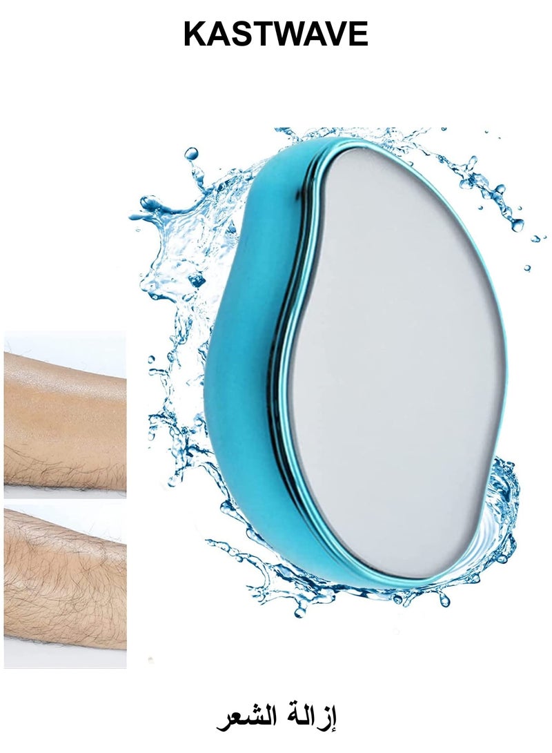 كاست ويف ممحاة شعر كريستالية حقيقية، ممحاة إزالة الشعر السحرية، أدوات إزالة شعر كريستالية غير مؤلمة، بشرة ناعمة وملساء، إزالة شعر كريستالية سريعة وسهلة للرجال والنساء (أزرق) - Image 1