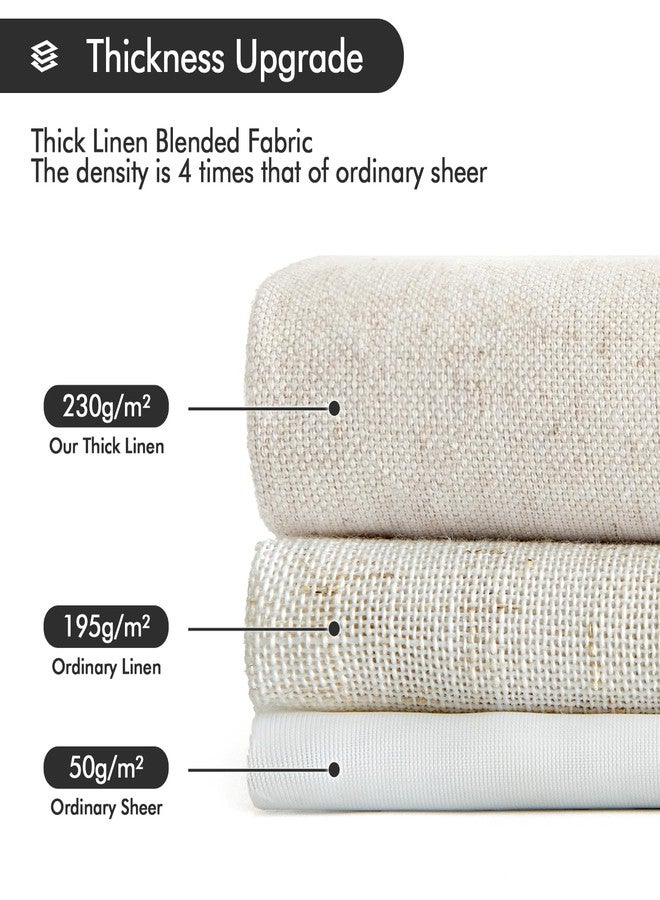 MIULEE Non-See-Through Privacy Linen Curtains 2 Panels, Light Filtering Window Curtains Farnhouse Textured Back Tab Semi Sheer Drapes for Bedroom Living Room, 52 x 96 Inches Long, Natural White - Image 4