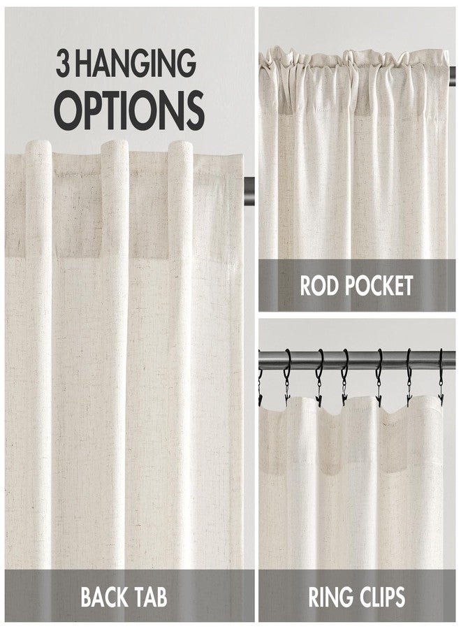 MIULEE Non-See-Through Privacy Linen Curtains 2 Panels, Light Filtering Window Curtains Farnhouse Textured Back Tab Semi Sheer Drapes for Bedroom Living Room, 52 x 96 Inches Long, Natural White - Image 5