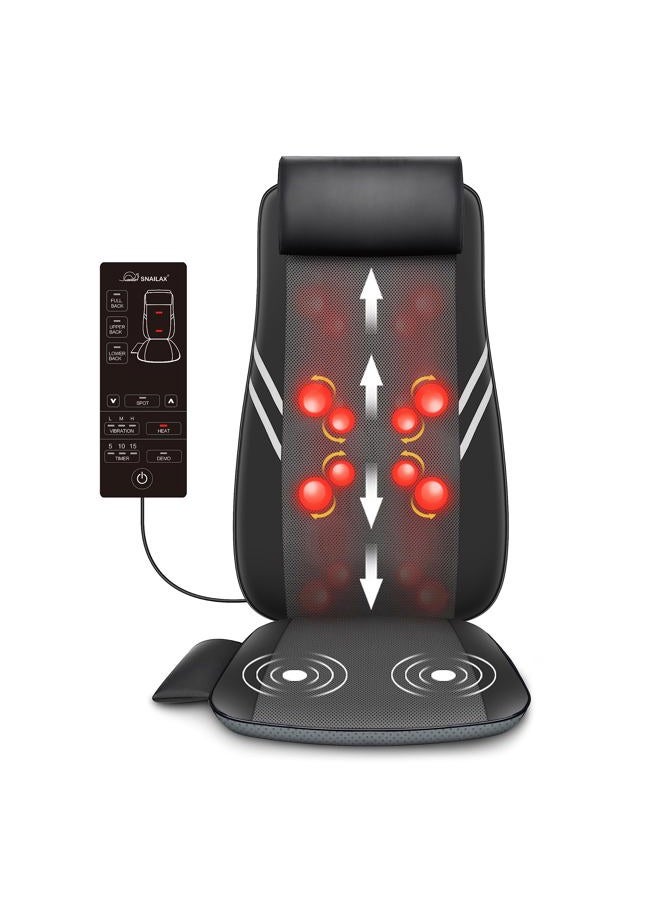 Snailax Shiatsu Massage Seat Cushion, 8 Flexible Nodes, Heat, Vibration, Full Back, Upper & Lower Massage, Office & Home Use - Image 1