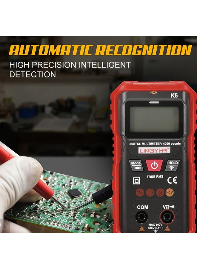 Red Smart Digital Multimeter 4000 Counts AC DC Voltage Tester Non Contact NVC - Image 3