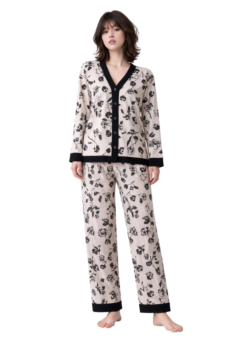 Celary Korean Style Women’s Night Suit|| Cute Printed Pajama Set with Long Sleeve Top & Pants|| Cotton Loungewear||Winter Night Dress|| Full Sleeves with Front Buttons - Image 1