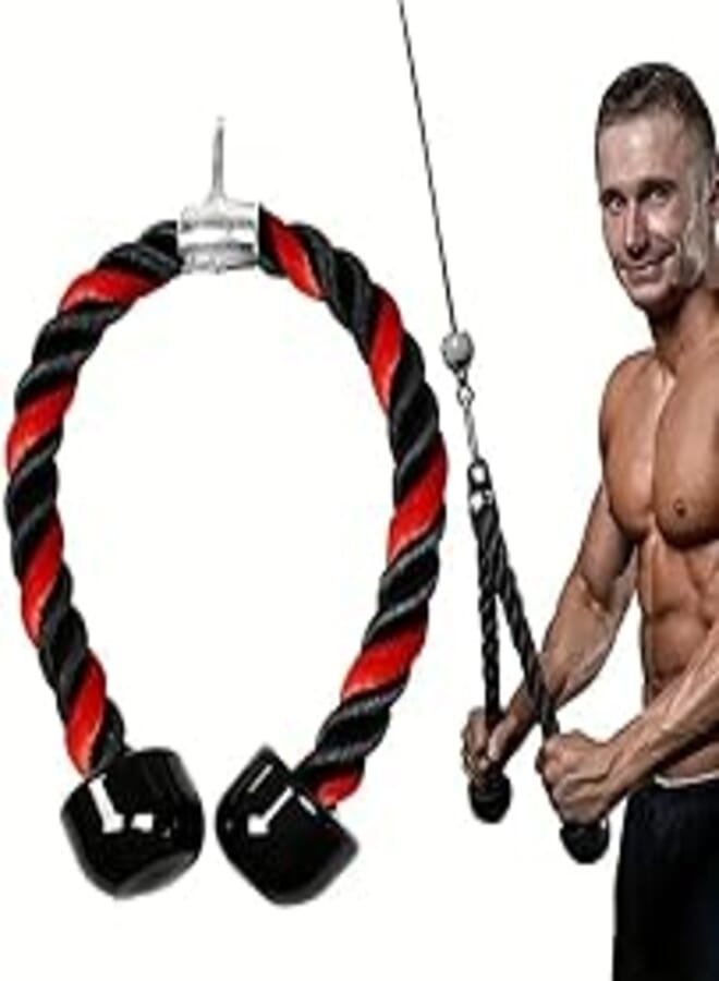 SportQ Pull Rope Tri-Sips Down Cable - 27 Inch Length Heavy Rope, Easy Grip and Non-Slip Cable Workout Accessory, Suitable for Professional Gyms, Home Gym Accessories