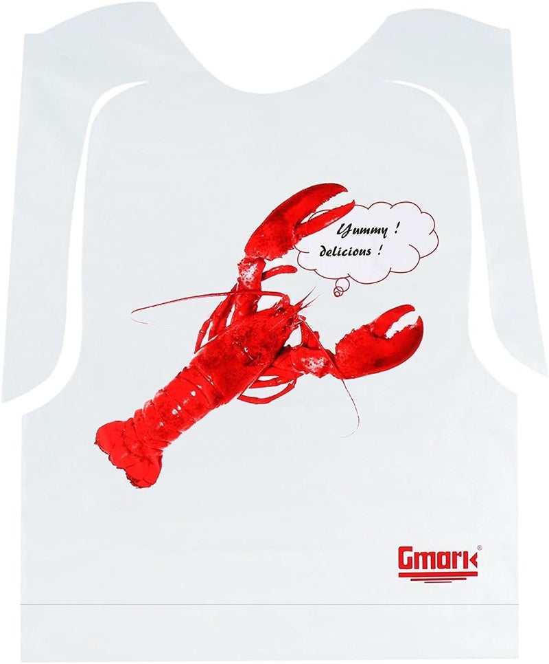 Gmark 100 Pack Disposable Plastic Lobster Bibs Crawfish Bibs - Keep Clothing Clean - Great for restaurants, lobster, seafood or crawfish party GM1066A - Image 2