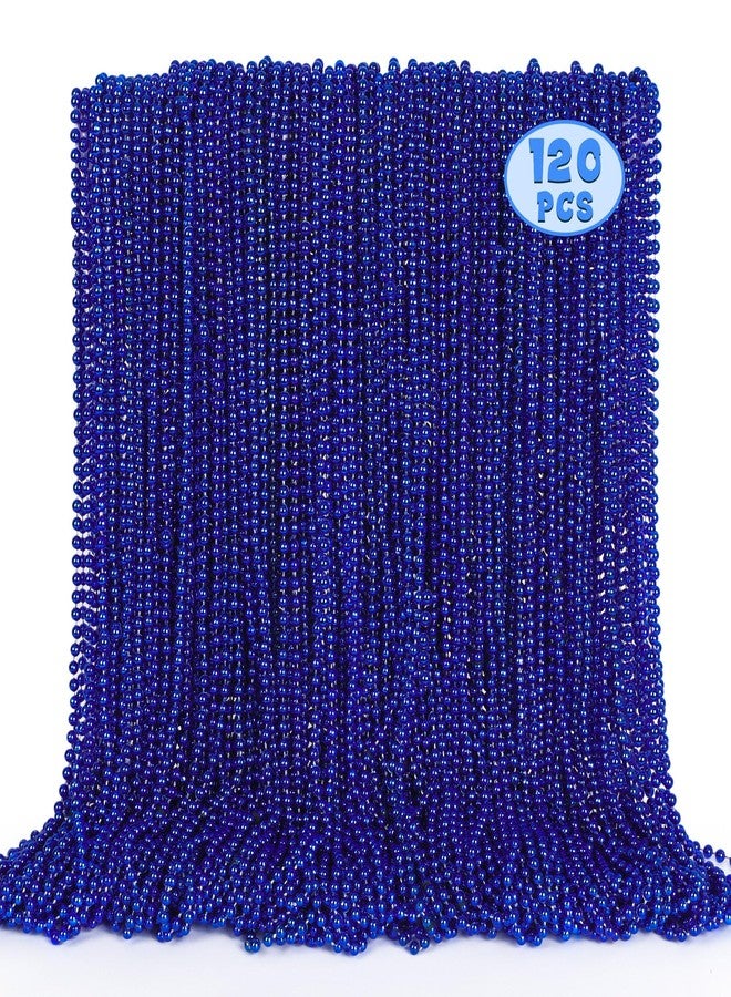 EOBOH 120PCS Blue Beads, 4th of July Beaded Necklaces Stuff, 33" Mardi Gras Blue Necklace Costume Bulk, Parade Throw Party Accessories for Fourth of July Wedding Birthday Events Supplies Decorations - Image 1