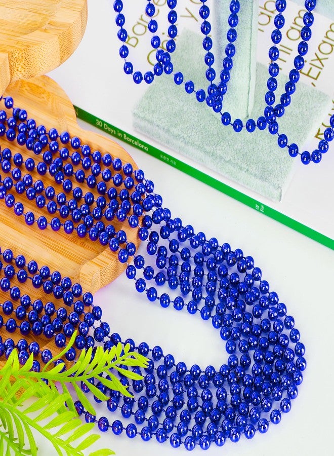 EOBOH 120PCS Blue Beads, 4th of July Beaded Necklaces Stuff, 33" Mardi Gras Blue Necklace Costume Bulk, Parade Throw Party Accessories for Fourth of July Wedding Birthday Events Supplies Decorations - Image 2