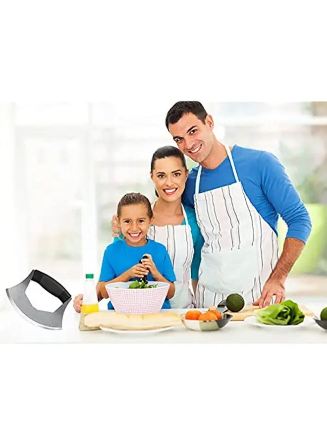 1PC Ergonomic Stainless Steel Mezzaluna Knife With Protective Cover Anti Slip Handle Chopper For Pizza Cheese Onion Carrot Pepper Garlic Vegetable Mincing - Image 3