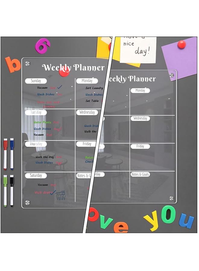 erorex Acrylic Magnetic Dry Erase Board And Weekly Calendar For Fridge Clear Weekly Meal Planner Board Resuable Dry Erase Hanging Board  - Image 3