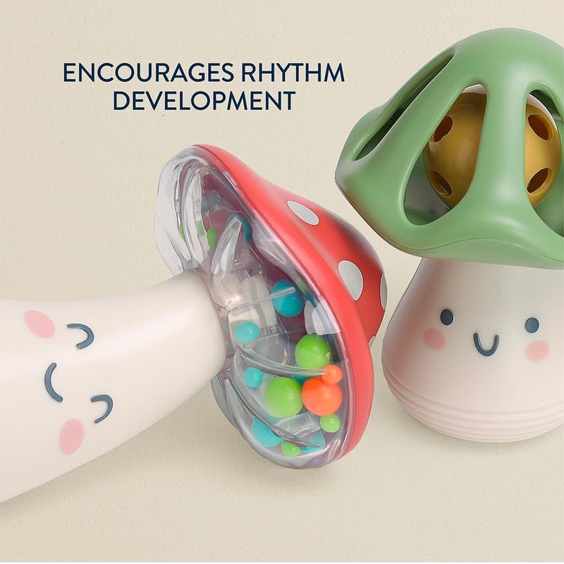 Itzy Ritzy Mini Maracas Musical Rattle Toy â€“ Sensory Baby Toy with Rattle Beads & Jingle Ball for Motor Skills & Auditory Development â€“ for Ages 0 Months and Up (Mushroom) - Image 4