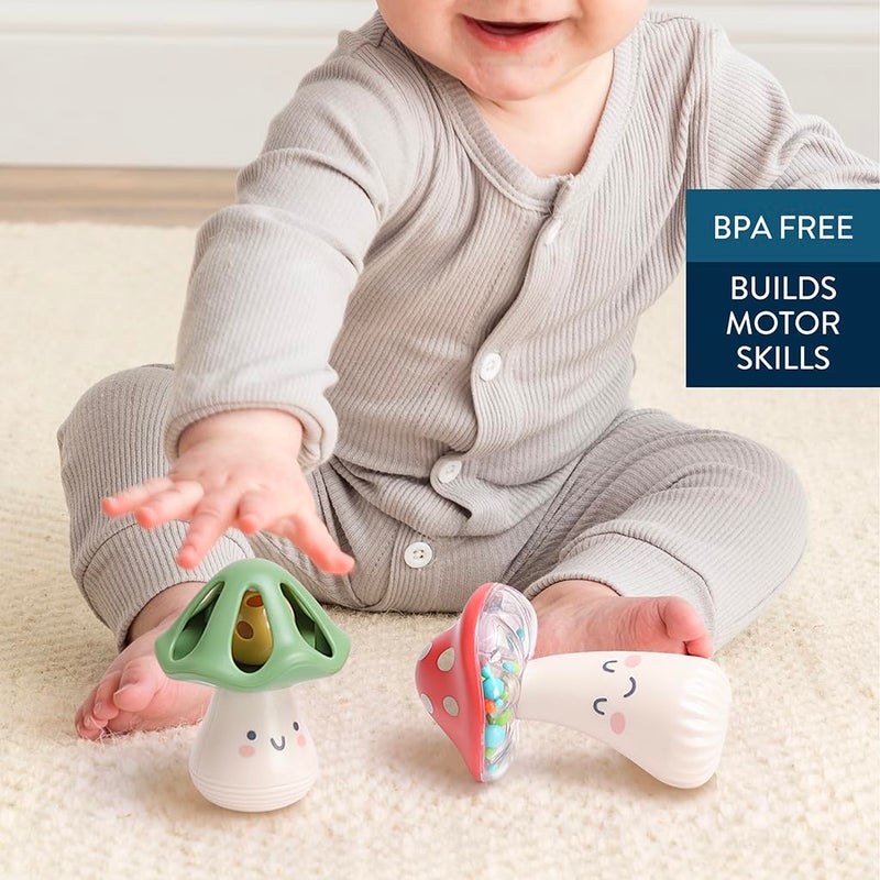 Itzy Ritzy Mini Maracas Musical Rattle Toy â€“ Sensory Baby Toy with Rattle Beads & Jingle Ball for Motor Skills & Auditory Development â€“ for Ages 0 Months and Up (Mushroom) - Image 5