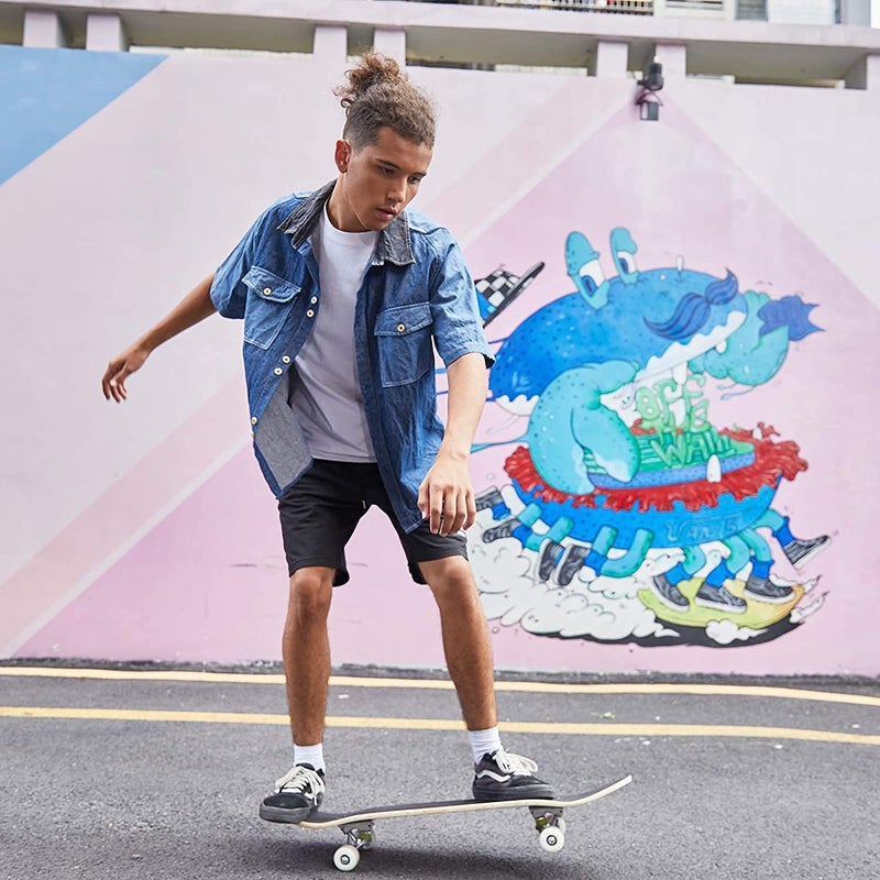 asktom Skateboards for Beginners Kids Boys Girls and Adults 31"x8" Pro Complete Skateboard 8 Layers Maple Wood, Double Kick Concave, Fascinating Cool, Solid&Durable (Rocket) - Image 4