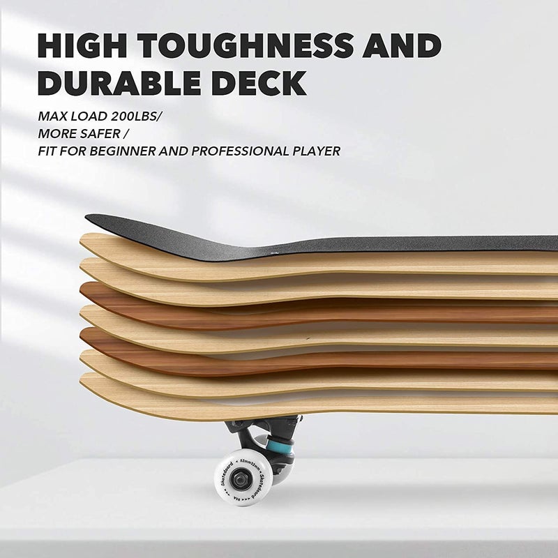 asktom Skateboards for Beginners Kids Boys Girls and Adults 31"x8" Pro Complete Skateboard 8 Layers Maple Wood, Double Kick Concave, Fascinating Cool, Solid&Durable (Rocket) - Image 5