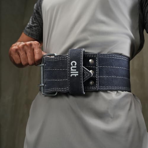 CULT Gym Belt Suede Leather XL – Weightlifting Belt for Men & Women | Back Support Deadlift Belt for Gym, Workout & Powerlifting | Adjustable Heavy Duty Exercise Belt (Grey) - Image 2