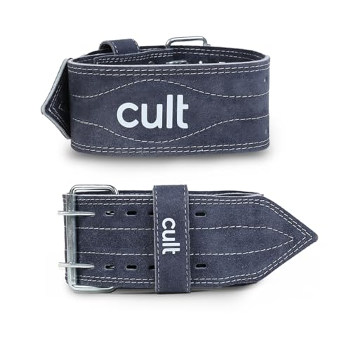 CULT Gym Belt Suede Leather XL – Weightlifting Belt for Men & Women | Back Support Deadlift Belt for Gym, Workout & Powerlifting | Adjustable Heavy Duty Exercise Belt (Grey) - Image 1