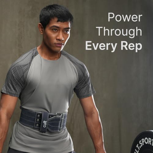 CULT Gym Belt Suede Leather XL – Weightlifting Belt for Men & Women | Back Support Deadlift Belt for Gym, Workout & Powerlifting | Adjustable Heavy Duty Exercise Belt (Grey) - Image 3